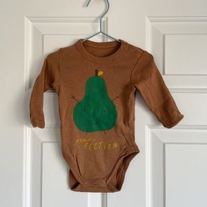 Brown Baby Bodysuit with Green Pear Design
